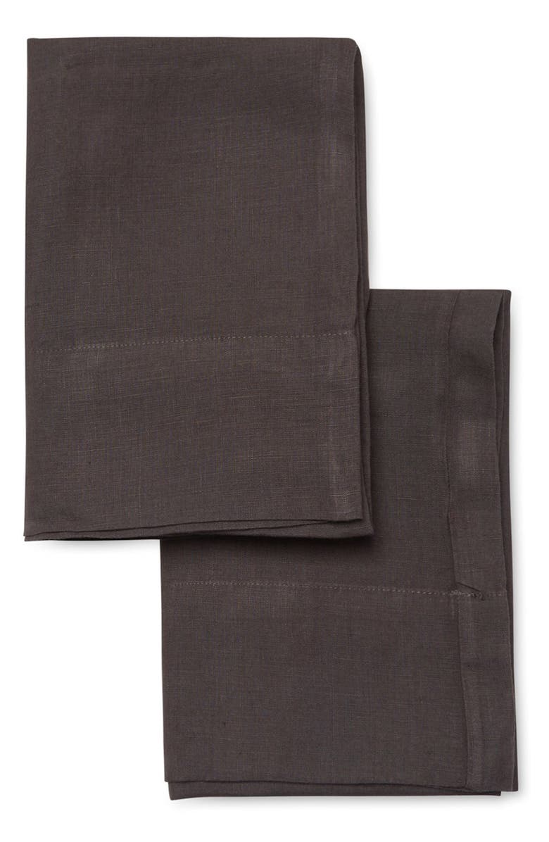 MELANGE HOME Dark Grey Linen Pillowcase - Set of 2, Main, color, 