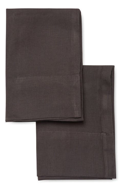 Dark Grey Linen Pillowcase - Set of 2