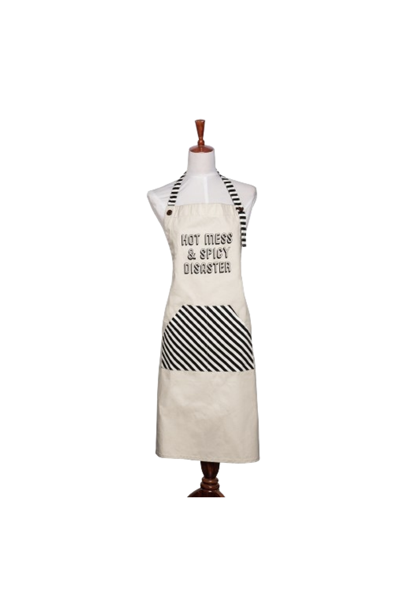 Totalee Gift Hot Mess & Spicy Disaster Apron Cotton White, Alternate, color, White