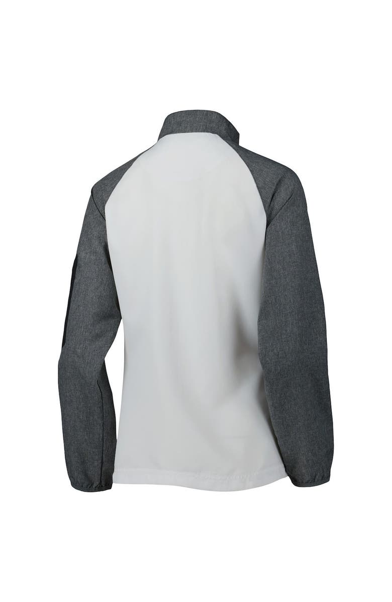 DUNBROOKE Women's Dunbrooke White/Gray Carolina Panthers Hurricane Raglan Full-Zip Windbreaker, Alternate, color,