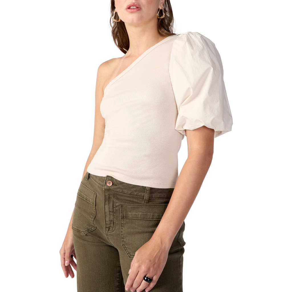 Sanctuary Off And Popping One Shoulder Top In Toasted Marshmallow