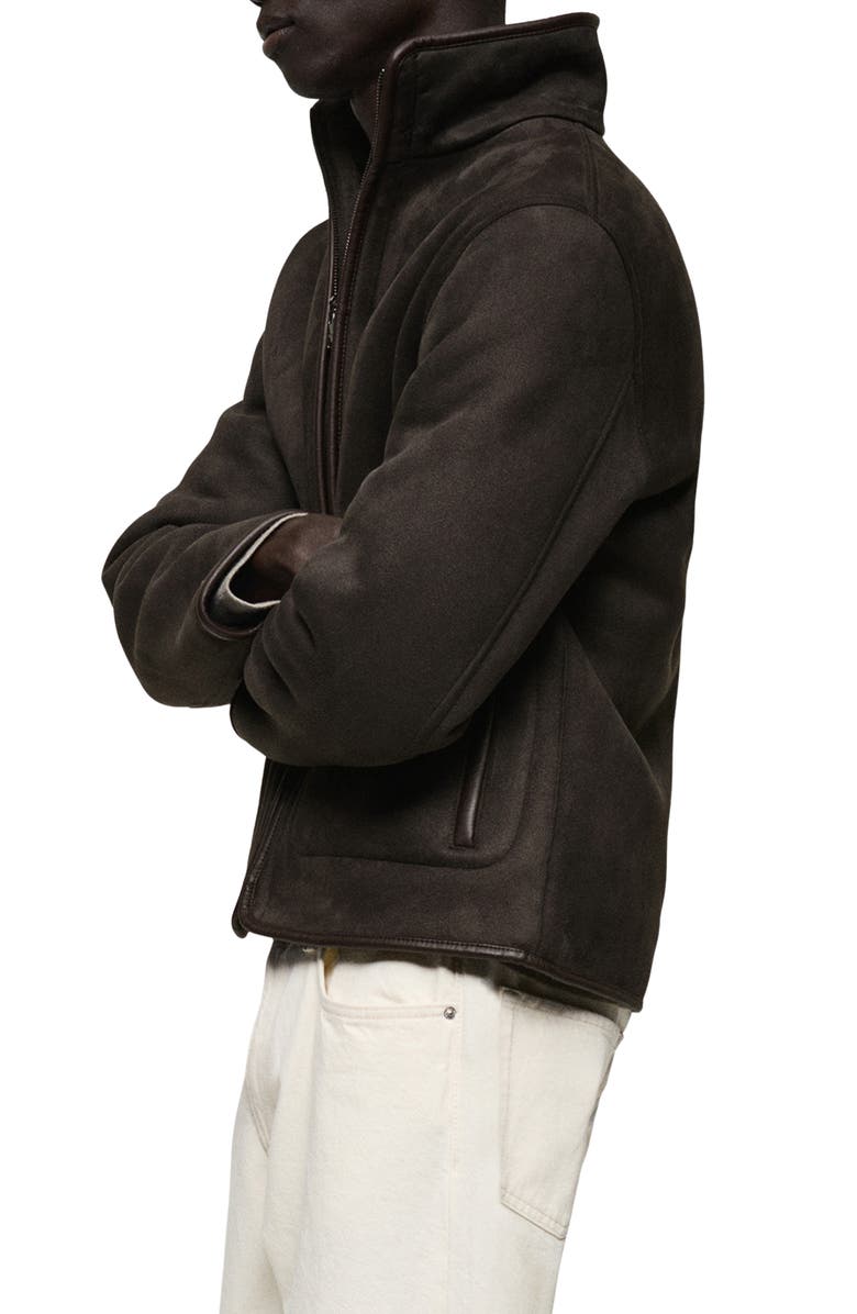 MANGO Faux Suede Aviator Jacket, Alternate, color, 