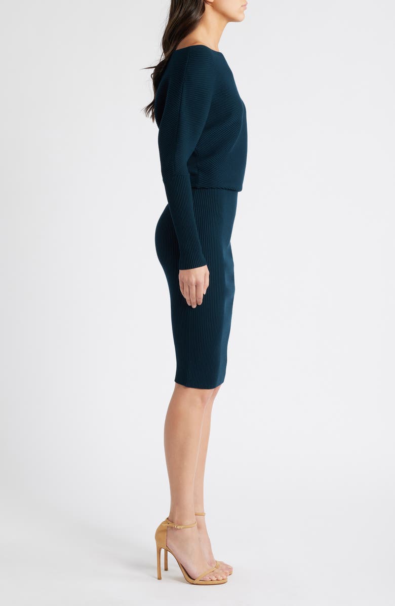 Reiss Lara One-Shoulder Rib Sweater Dress, Alternate, color, Teal