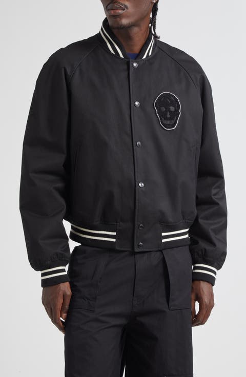 Skull Patch Varsity Bomber Jacket