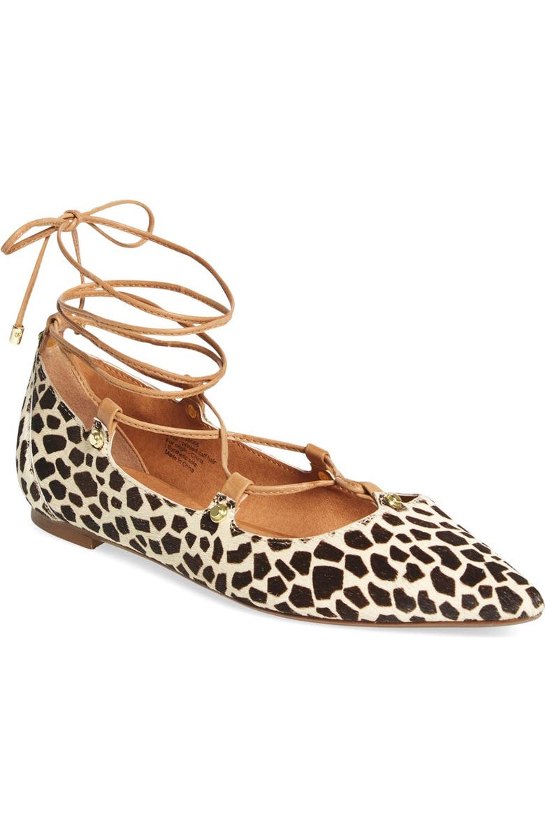 Halogen<sup>®</sup> 'Owen' Genuine Calf Hair Pointy Toe Ghillie Flat, Main, color,