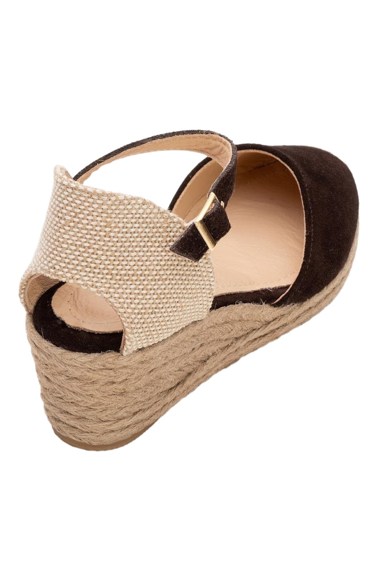 Aldea Leather Platform Espadrille, Alternate, color, Cognac Brown Suede Leather