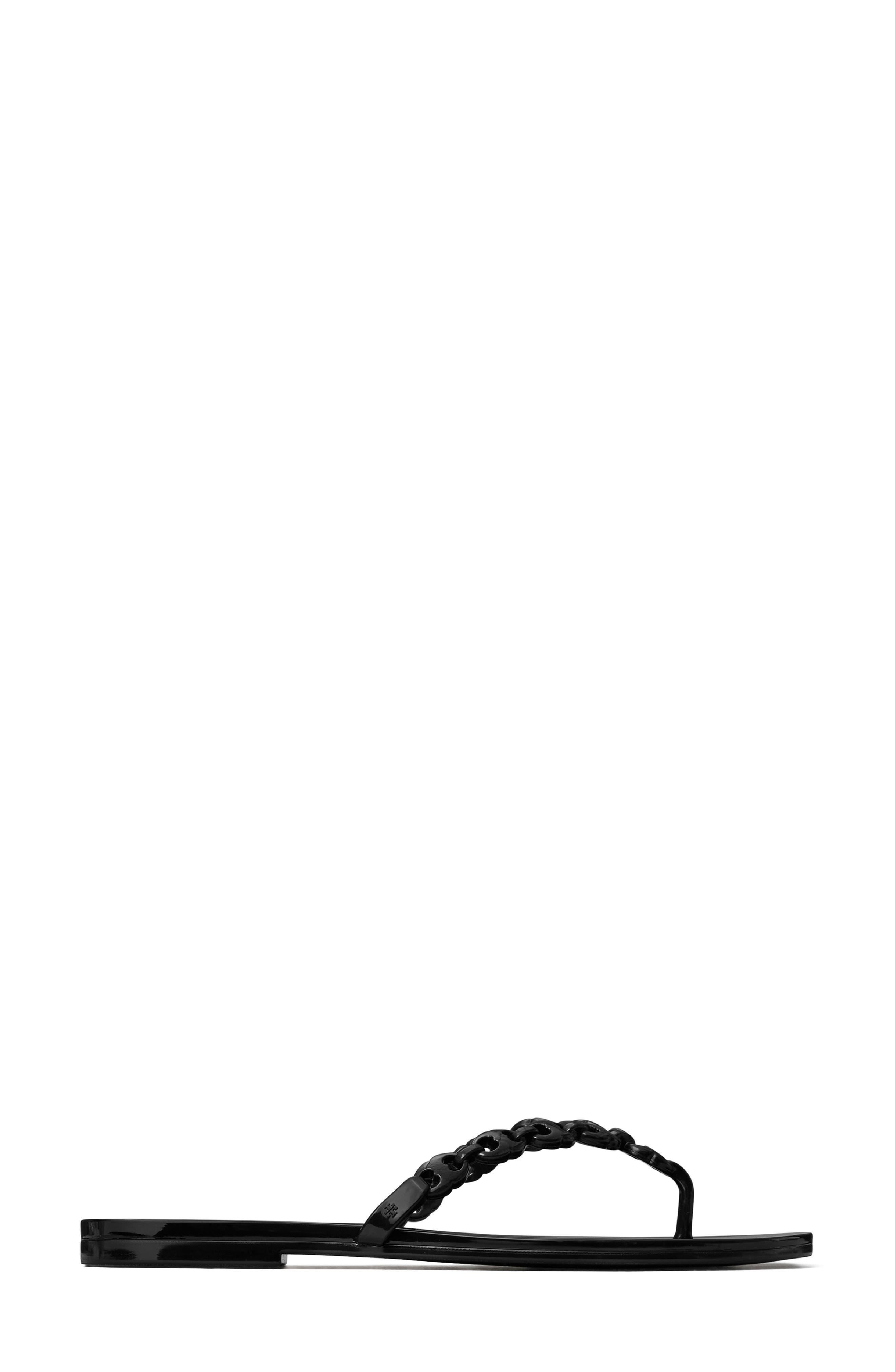 Tory Burch Gemini Link Jelly Flip Flop, Alternate, color, Black