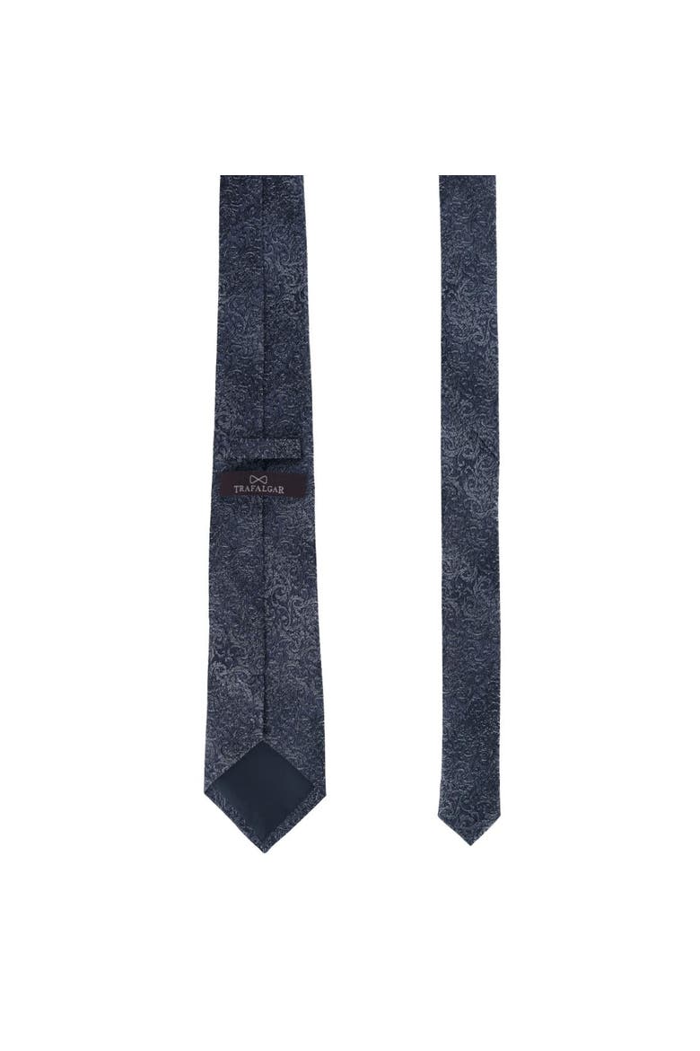 Esteban Scrolling Vines Tone on Tone Patterned Silk Necktie, Alternate, color, Silver and Black
