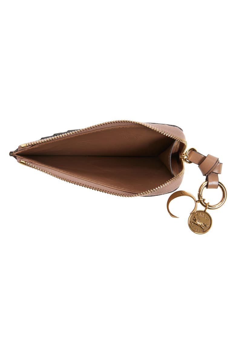 Small Alphabet Zip Leather Card Holder, Alternate, color, WOODROSE
