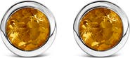 Haus of Brilliance .925 Sterling Silver 6MM Bezel Set Created Gemstone Solitaire Stud Earrings