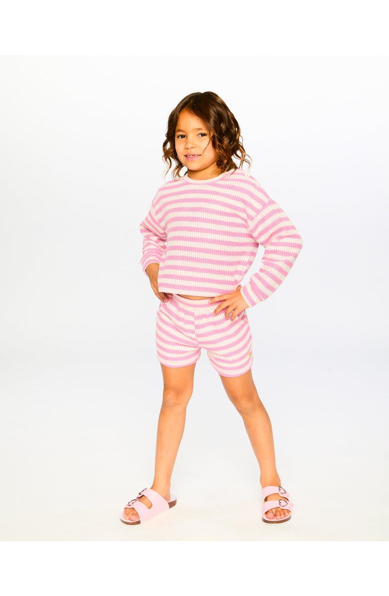 Deux par Deux Long Sleeve Cropped Striped Sweater, Alternate, color, Pink & White Stripes