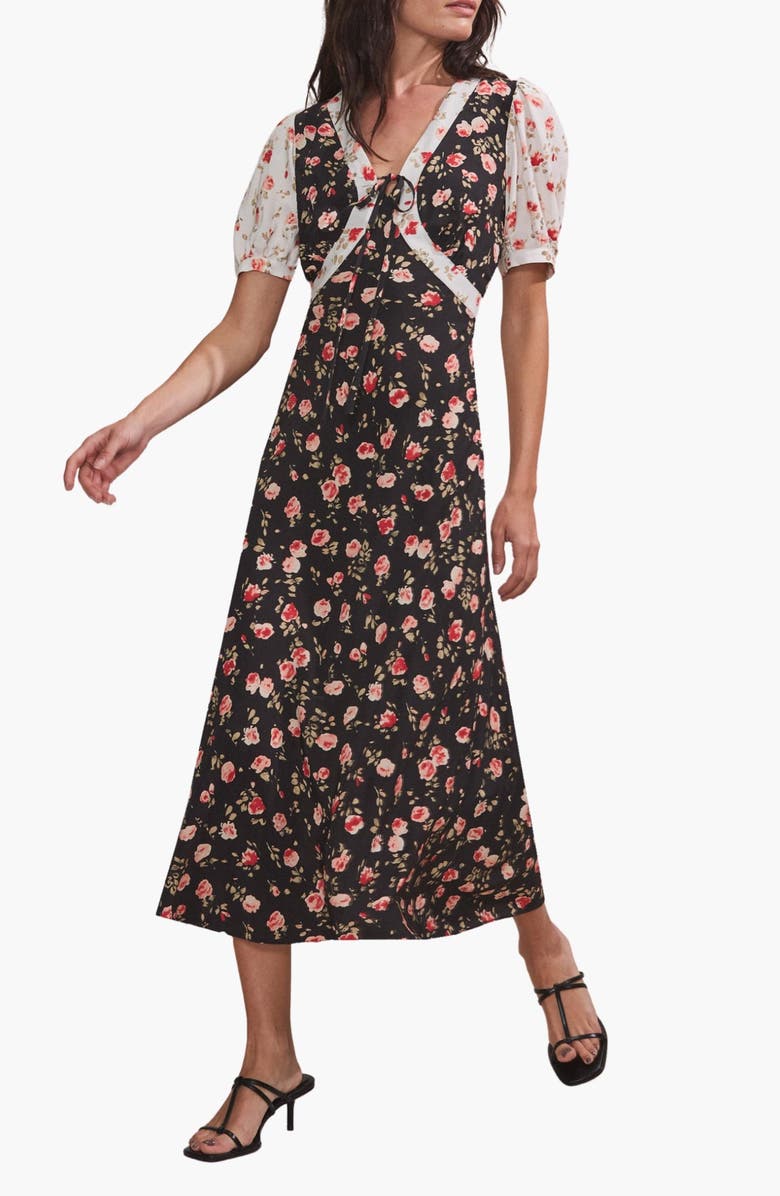Ro&Zo Mix And Match Rose Ditsy Dress, Alternate, color, Black