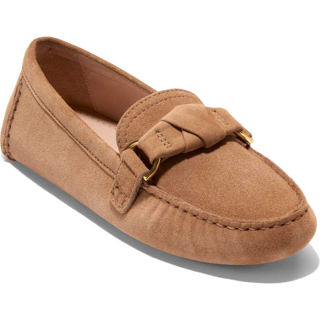Cole Haan Emmie Knot Driver In Golden Honey Suede