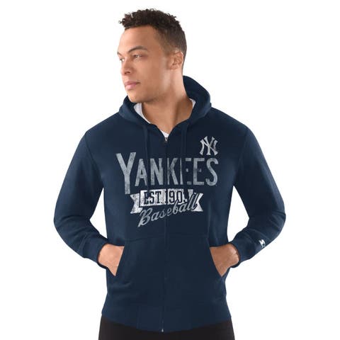 Men's Starter  Navy New York Yankees Distressed Full-Zip Hooded Jacket