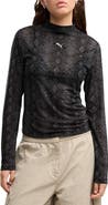 PUMA AOP Snake Print Long Sleeve Mesh T-Shirt