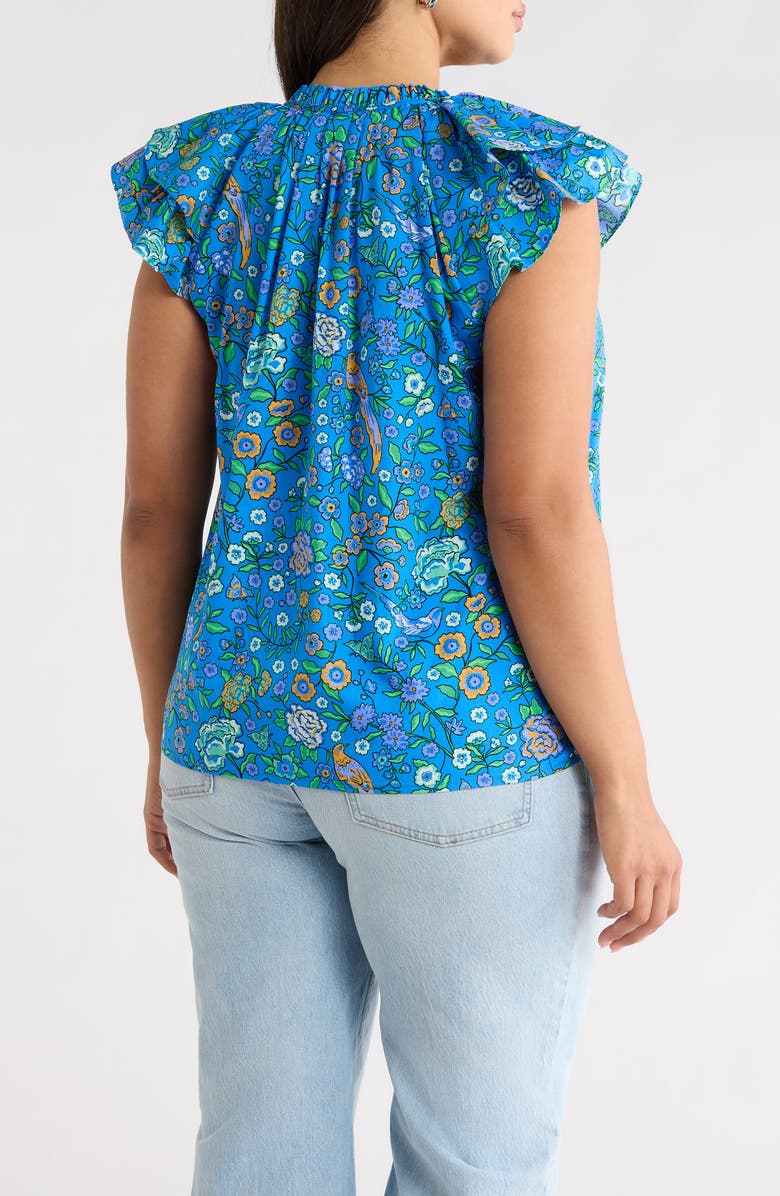 SUGARLIPS Floral Ruffle Cap Sleeve Top, Alternate, color, Blue-Greens
