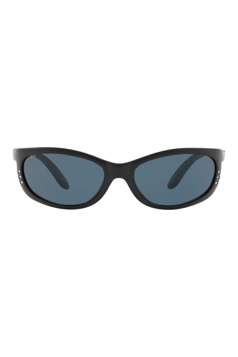61mm Polarized Wraparound Sunglasses, Main, color, MATTE BLACK