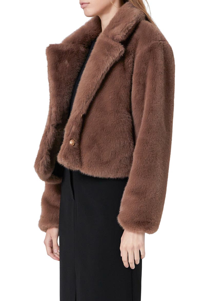 Faux Fur Button Coat, Alternate, color, TAUPE