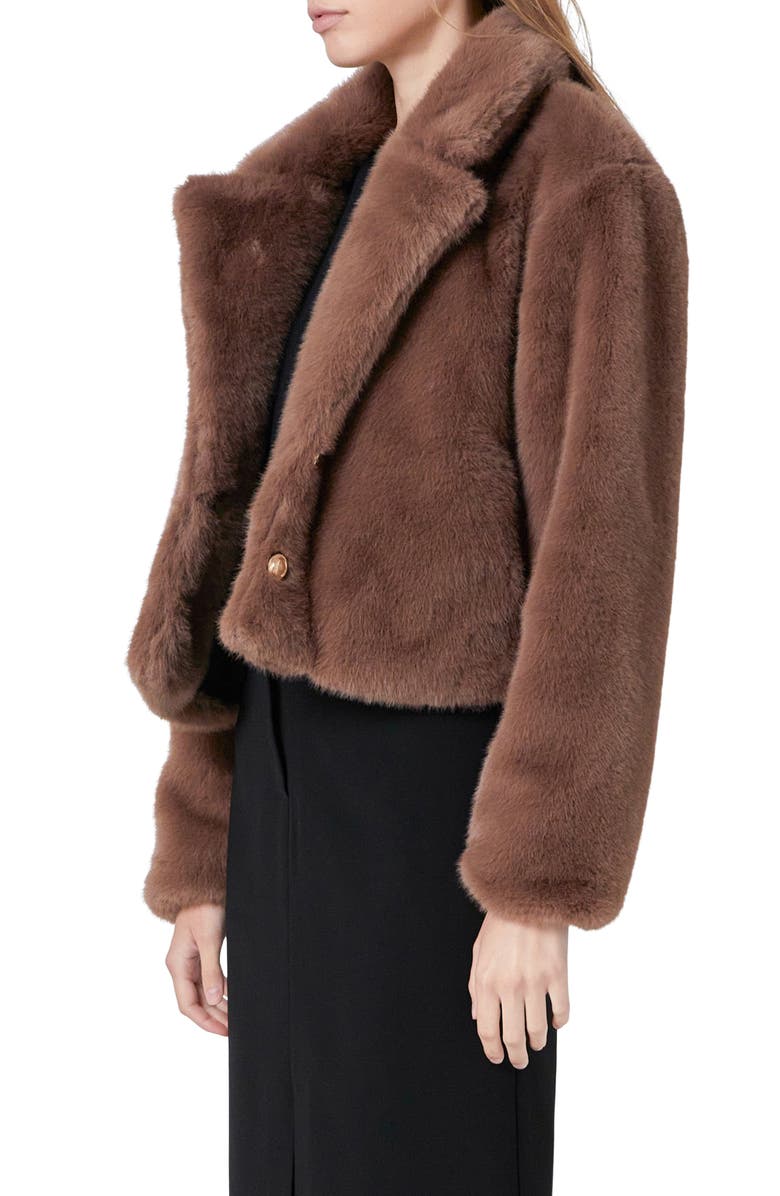 Endless Rose Faux Fur Button Coat, Alternate, color, Taupe