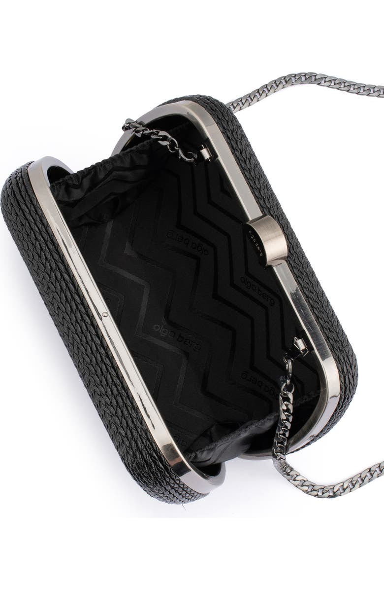 Olga Berg Martina Rope Clutch, Alternate, color, Black