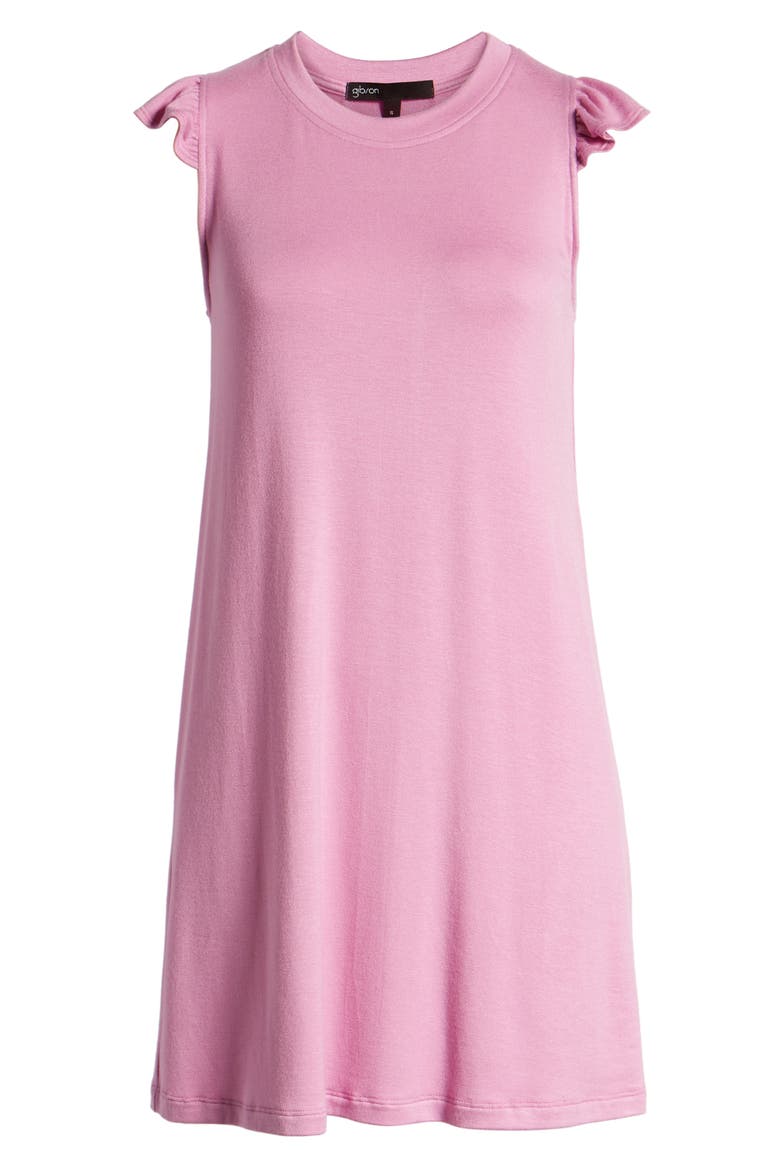 Gibson x Hi Sugarplum! Laguna Soft Jersey Ruffle Back T-Shirt Dress (Nordstrom Exclusive), Alternate, color, PEONY