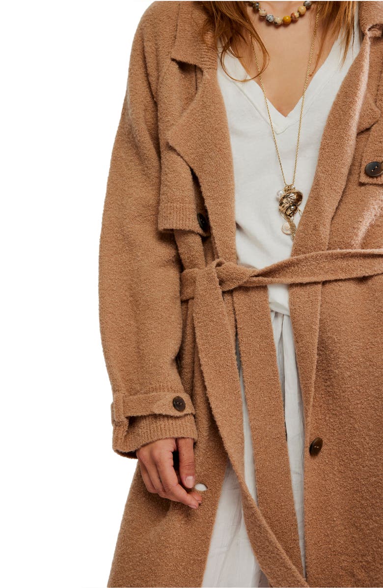 Free People Trespass Tie Waist Maxi Cardigan, Alternate, color, Morning Sand