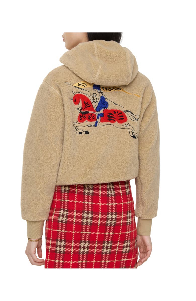 Burberry Cropped Knight Wool Cashmere Blend Fleece, Alternate, color, Limestone Beige