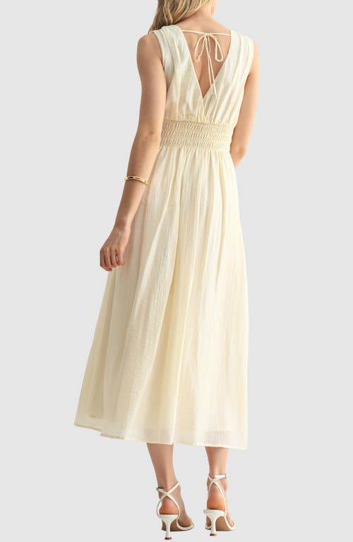 Lush Smocked Waist Midi Dress In Neutral