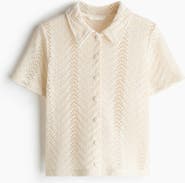 H&M Short-sleeved Crochet-look Shirt