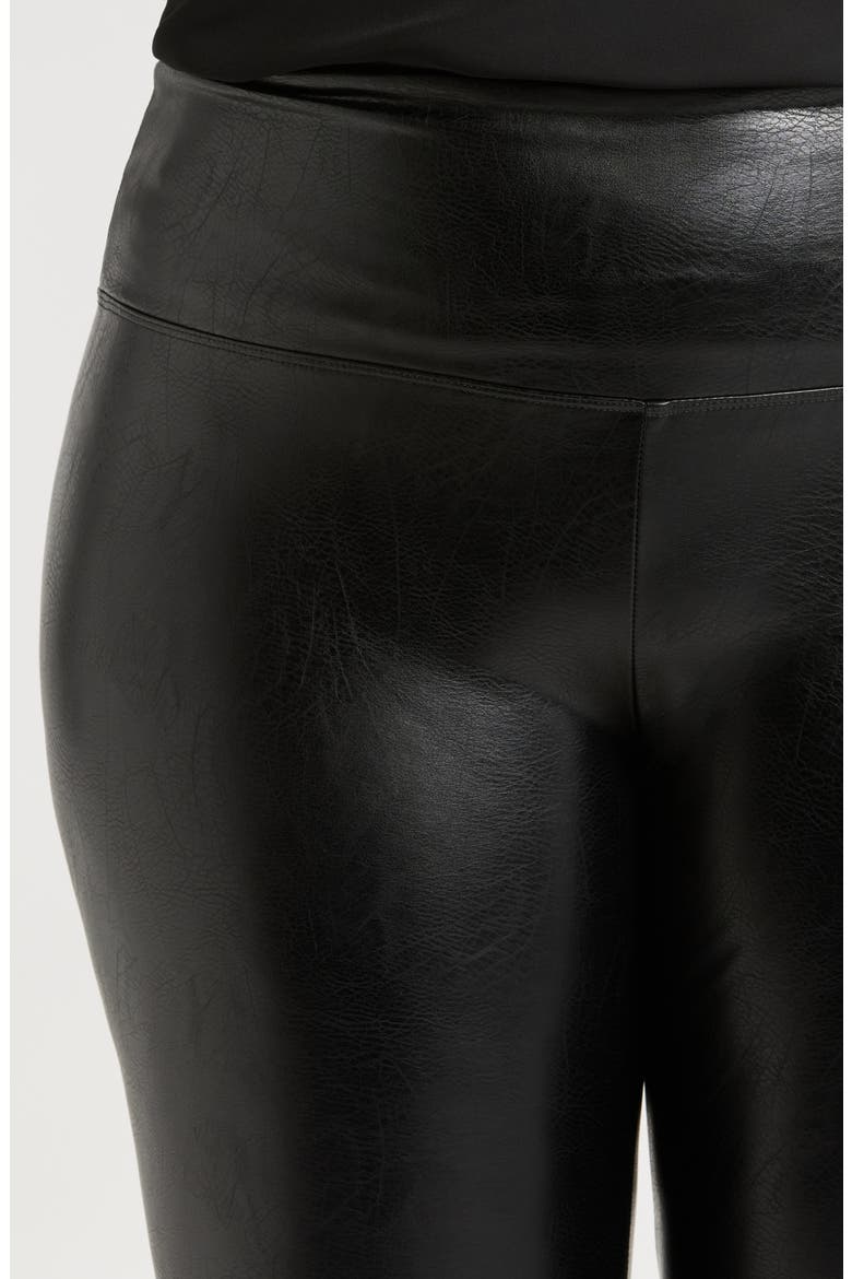 'Lyssentials Textured Faux Leather Leggings, Alternate, color, KOHL BLACK