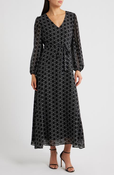 Abstract Print Long Sleeve Dress