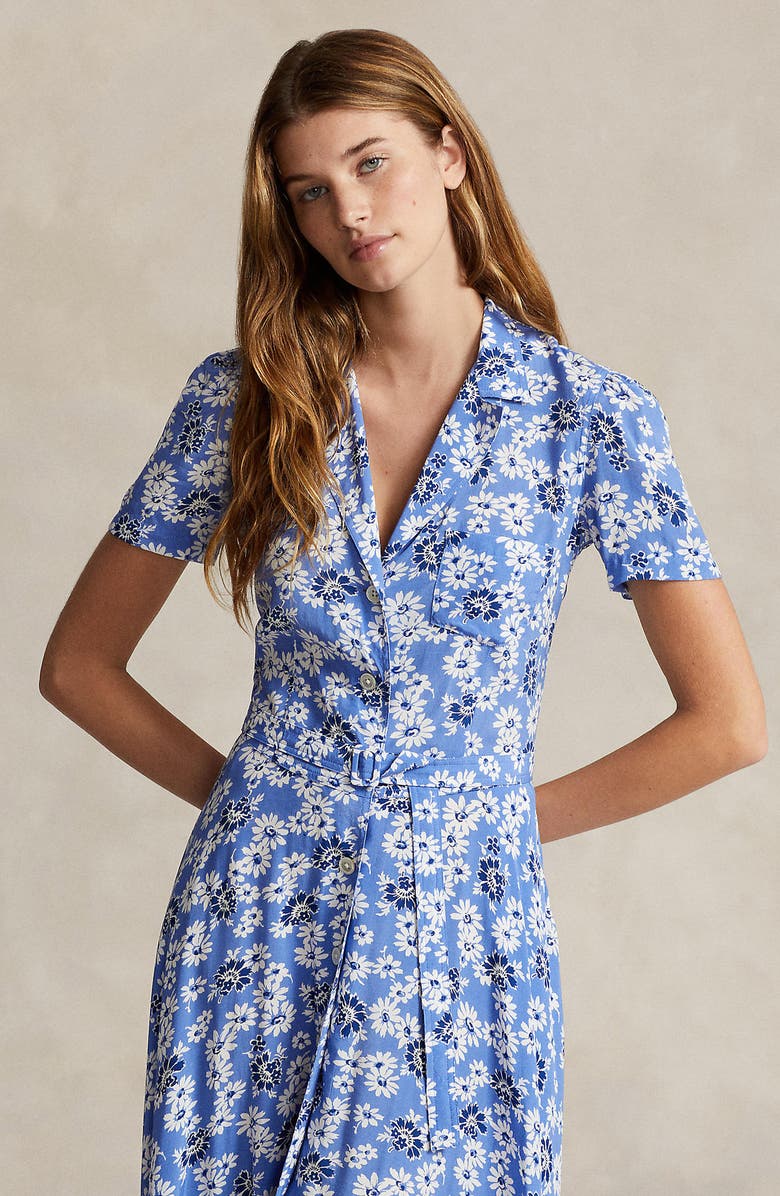 Polo Ralph Lauren Hampton Floral Crepe Midi Shirtdress, Alternate, color, 