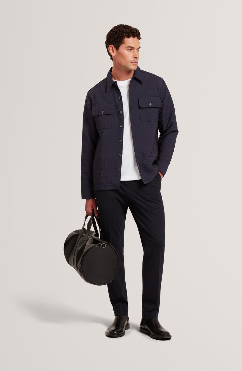 Ted Baker Gentil Jacquard Shirt Jacket, Alternate, color, Navy