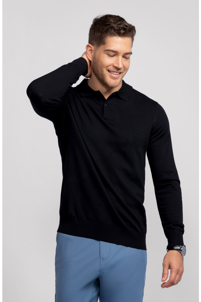 Legacy Polo Sweater, Main, color, Black
