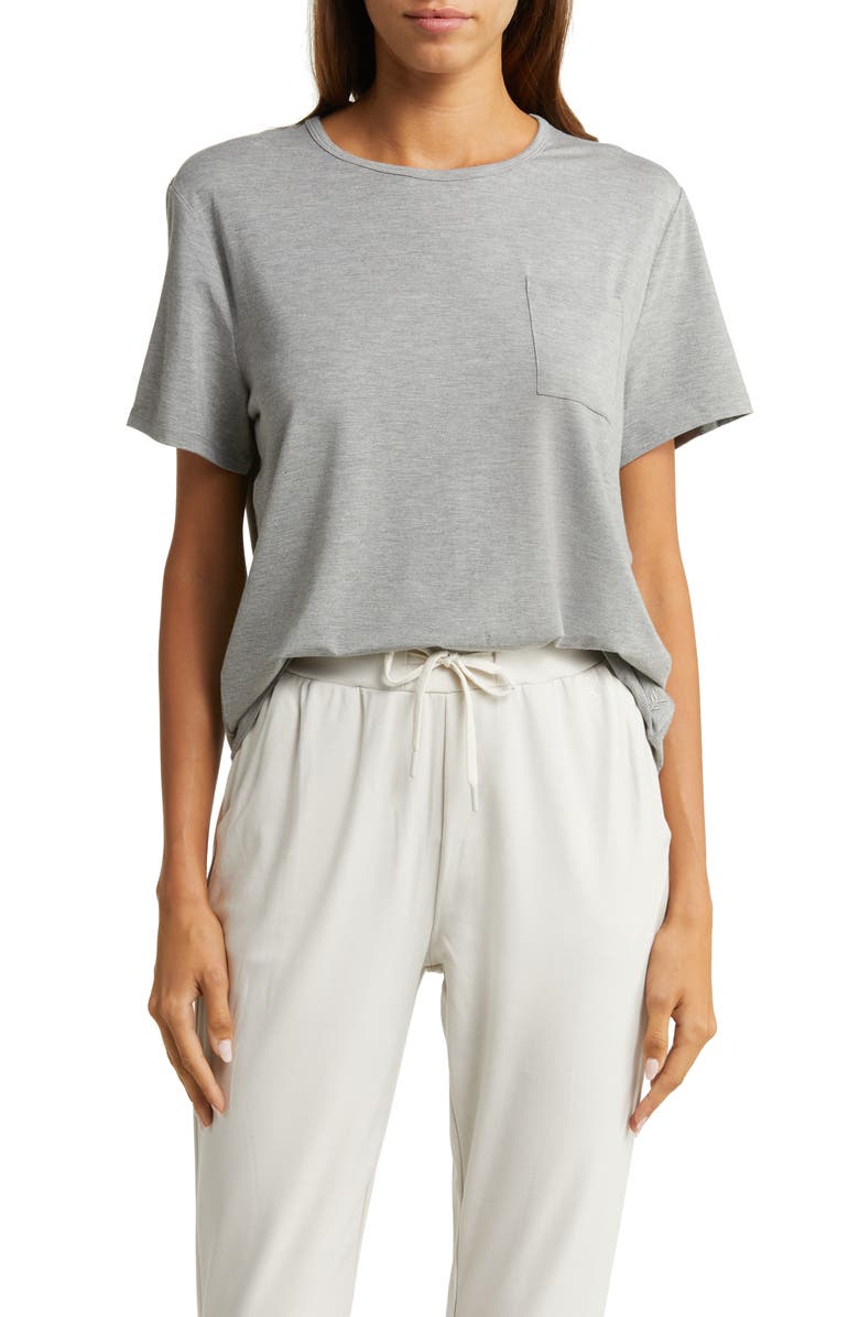 Cozy Earth Ultrasoft Short Sleeve Pajama Top, Main, color, Grey