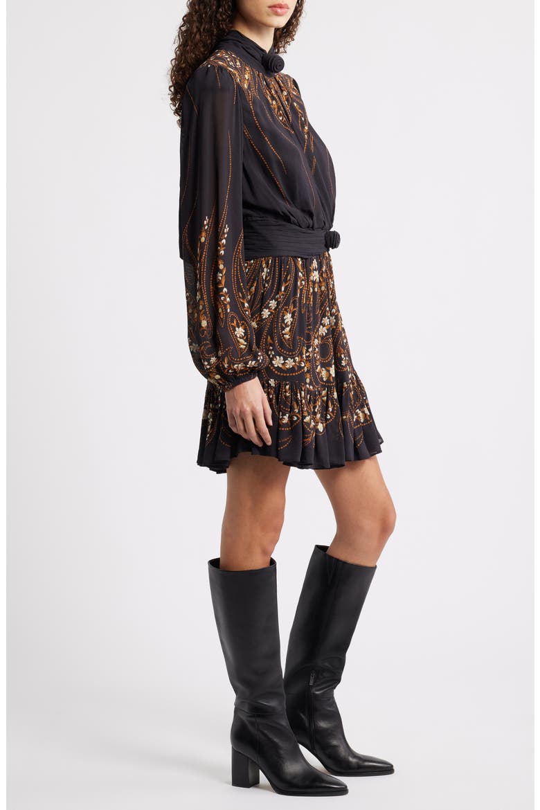 Garden Silhouette Long Sleeve Dress, Alternate, color, BLACK