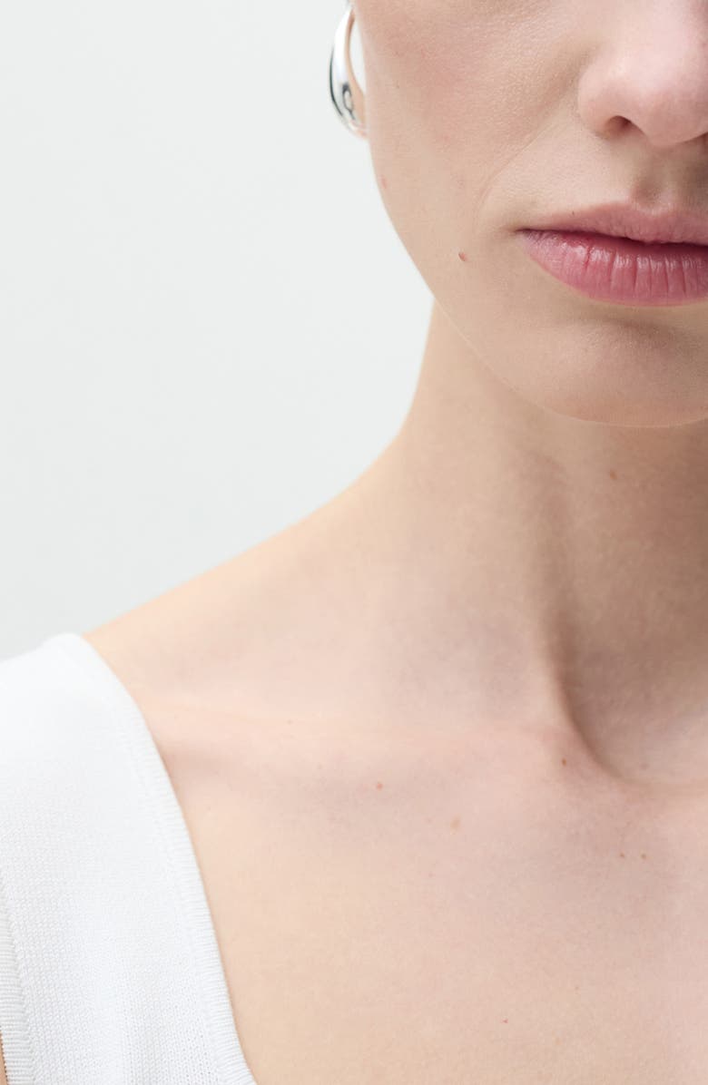 MANGO Fine Knit Square Neck Tank, Alternate, color, Off White