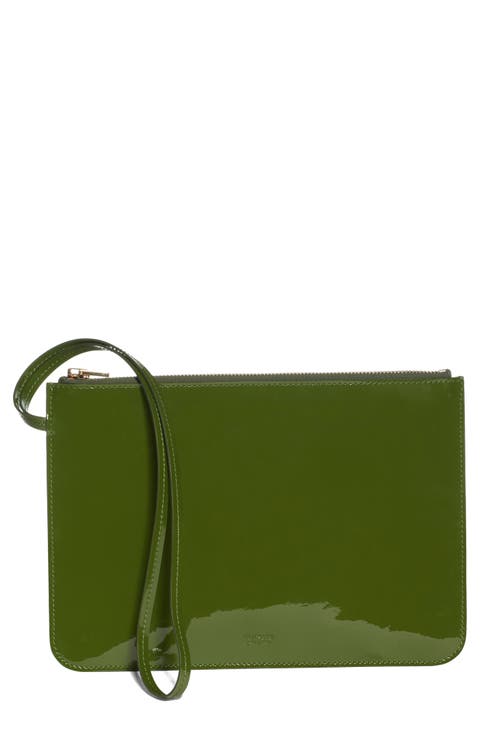 Zip Top Patent Leather Wristlet