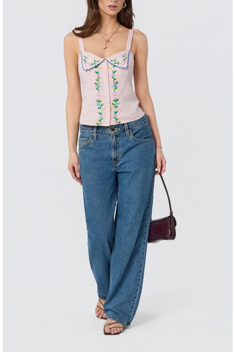 Shayna Floral Embroidered Button-Up Top, Alternate, color, PINK