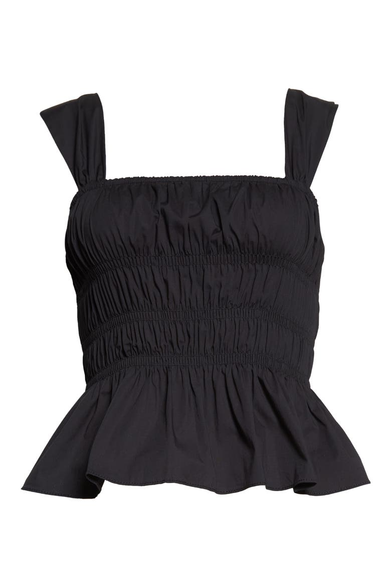 Ida Shirred Peplum Top, Alternate, color, BLACK