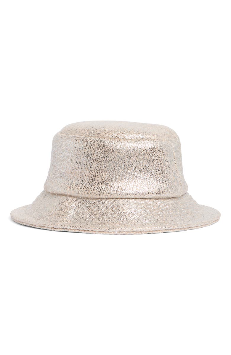Vince Camuto Metallic Paper Straw Bucket Hat, Alternate, color, 