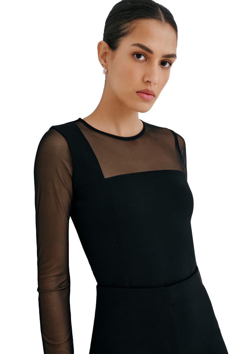 Soraya Mixed Media Top, Alternate, color, BLACK