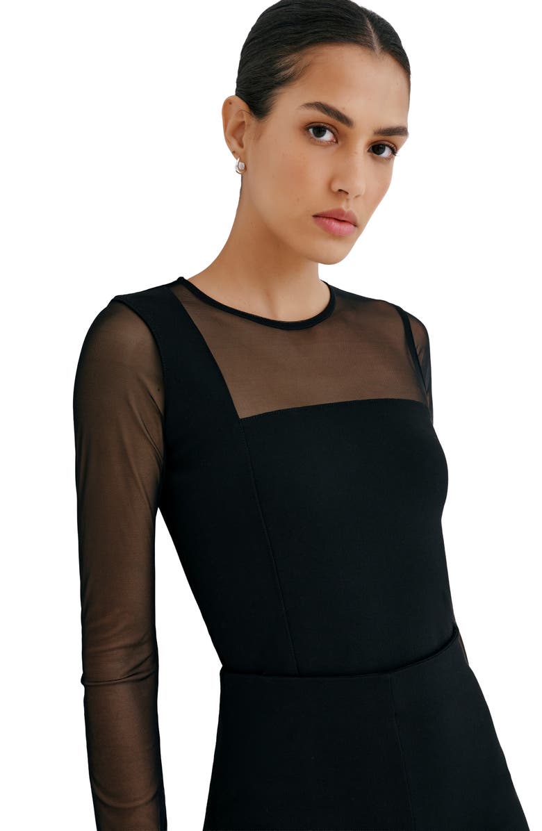 Marcella Soraya Mixed Media Top, Alternate, color, Black