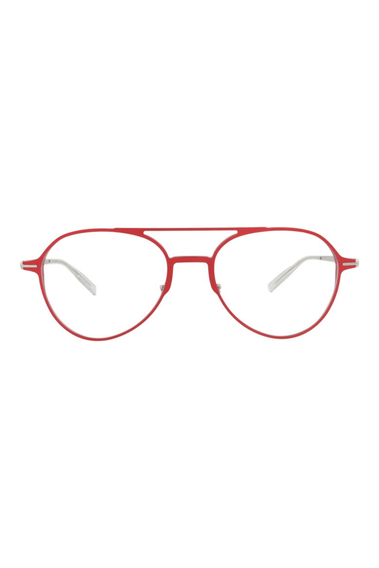 55mm Aviator Optical Glasses, Main, color, RED SILVER TRANSPARENT