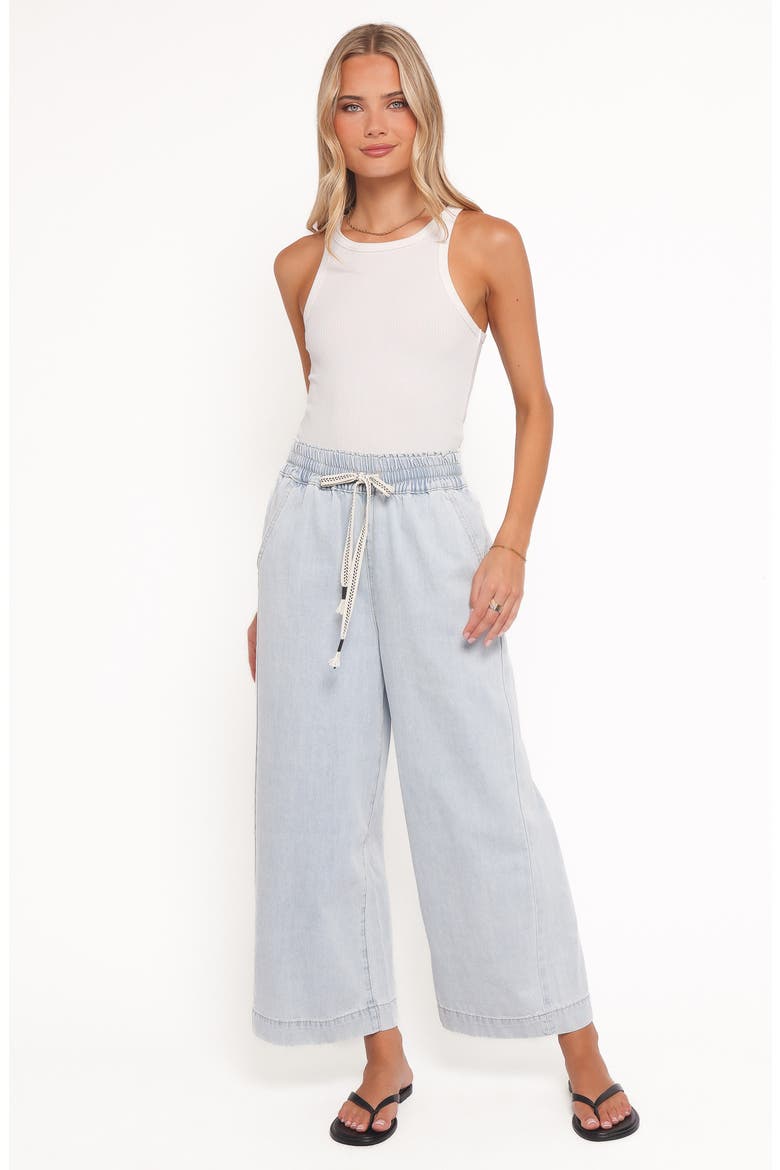 Jenni Drawstring Wide Leg Denim Pants, Alternate, color, LIGHT WASH