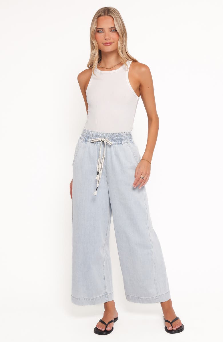 Petal & Pup Jenni Drawstring Wide Leg Denim Pants, Alternate, color, Light Wash