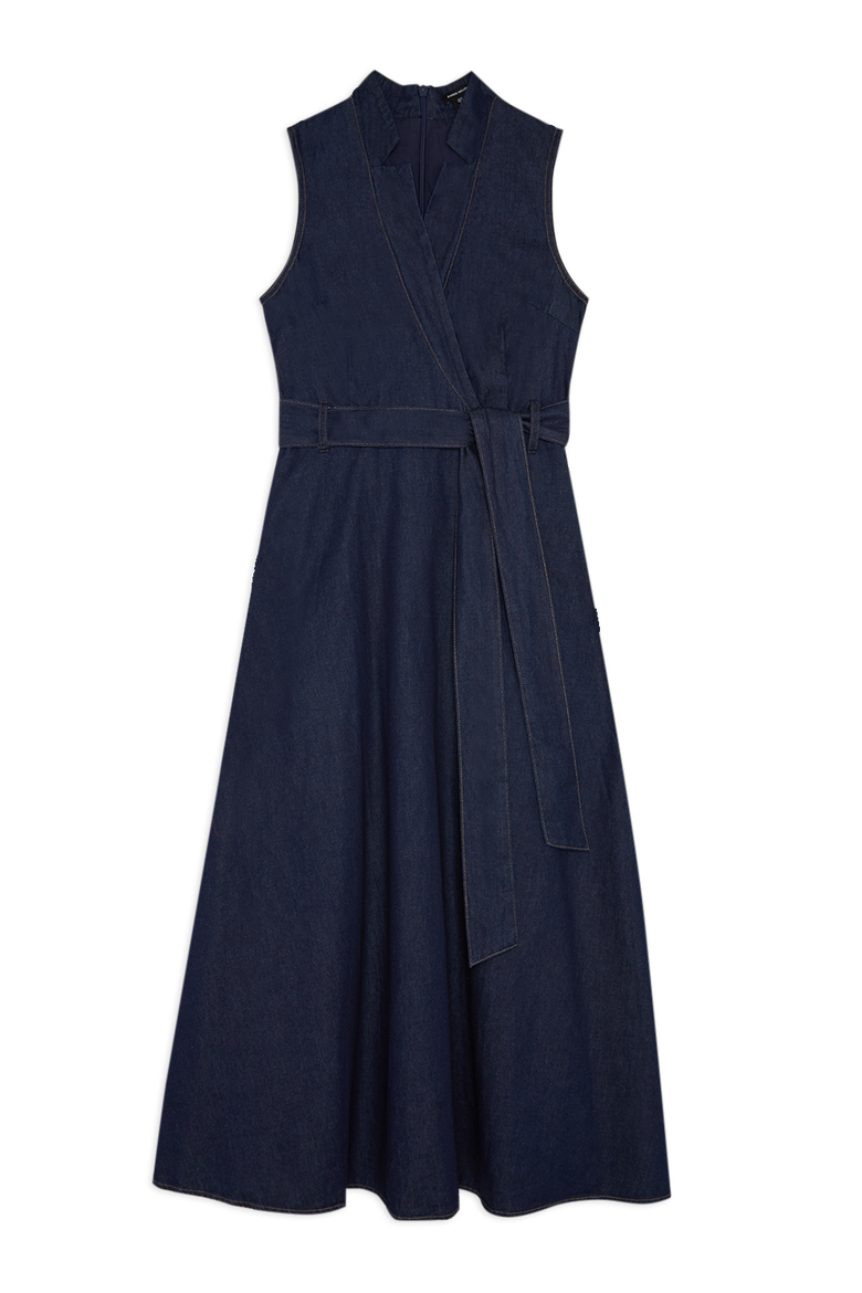 Belted Denim Midi Dress, Alternate, color, Indigo