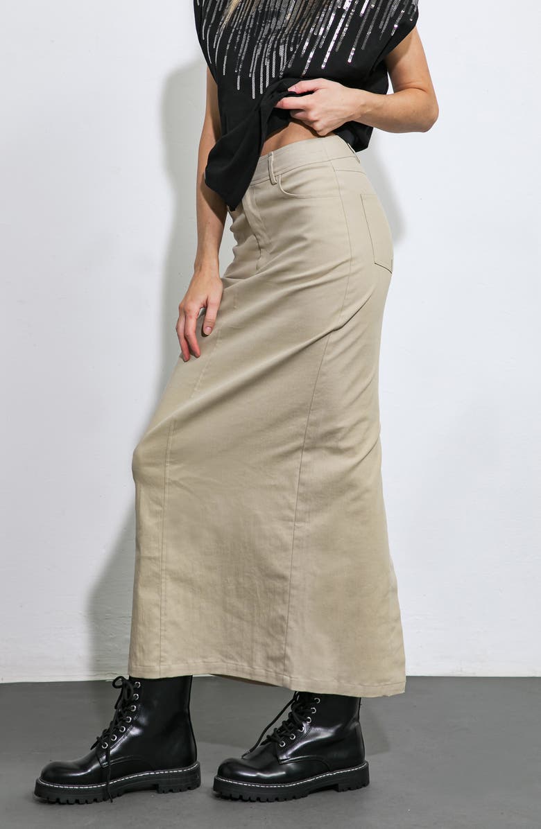 FLYING TOMATO Pencil Midi Skirt, Alternate, color, Khaki