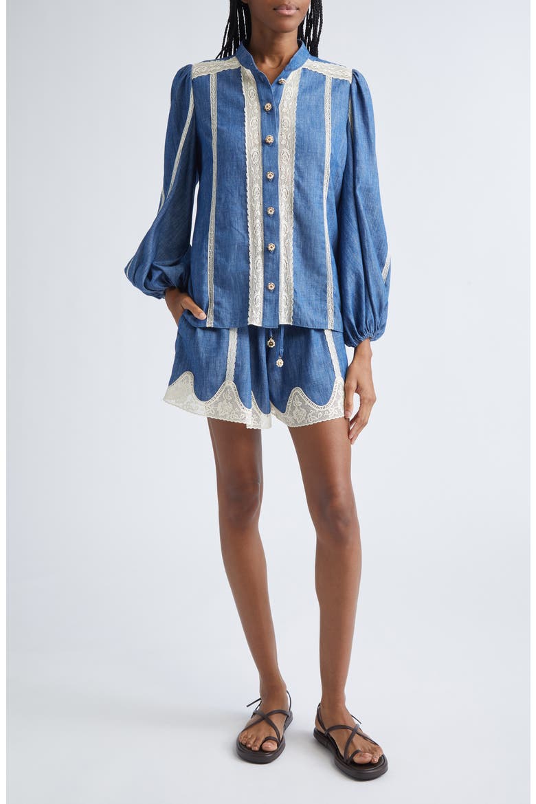 denim dress shorts women Awaken Lace Trim Denim Shorts (Women)