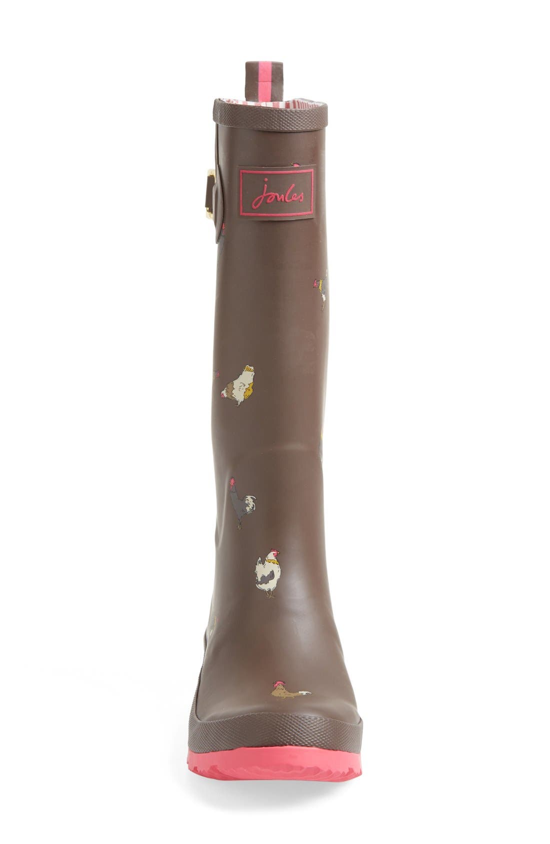 Print Welly Rain Boot, Alternate, color, BROWN CHICKEN